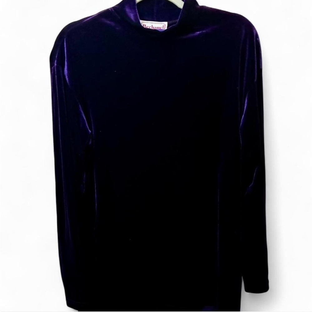Bechamel Alt Vintage 90s Long Sleeve Deep Purple Velvet Top Made in USA